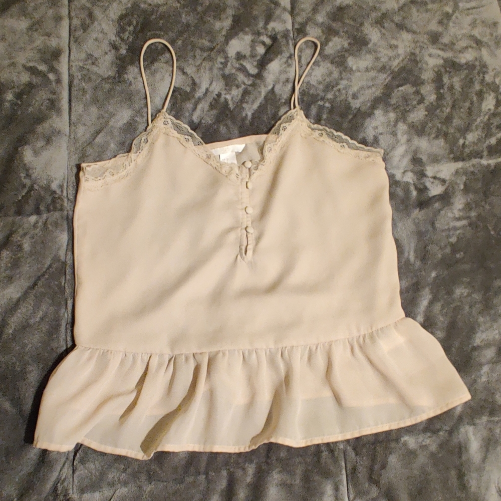 H&M cream ruffle camisole 6
